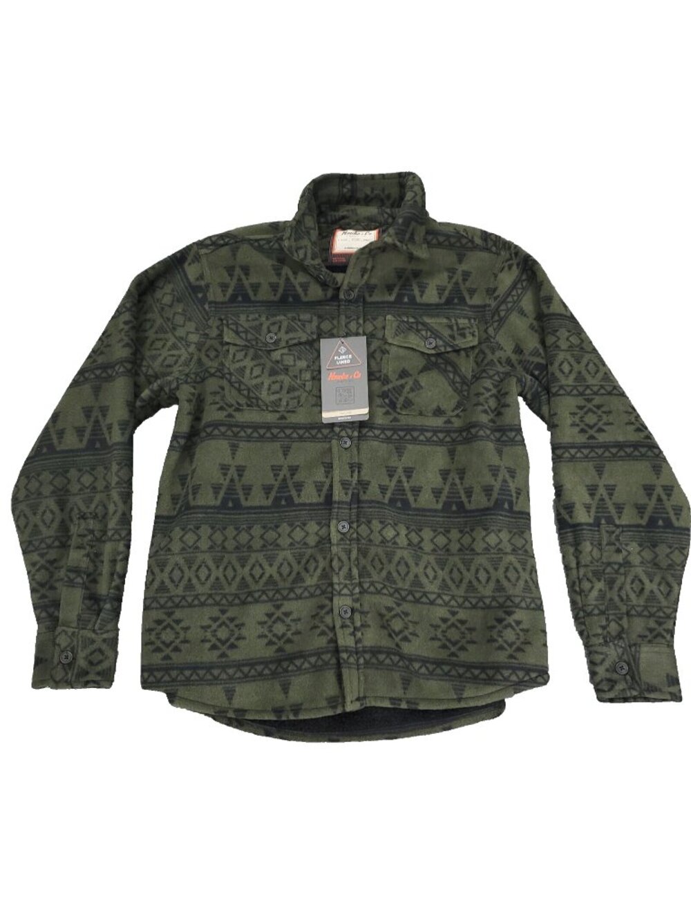 Hawke & Co Outfitter Shirt Jacket Mens Small Green Sherpa Lined Fleece Shacket